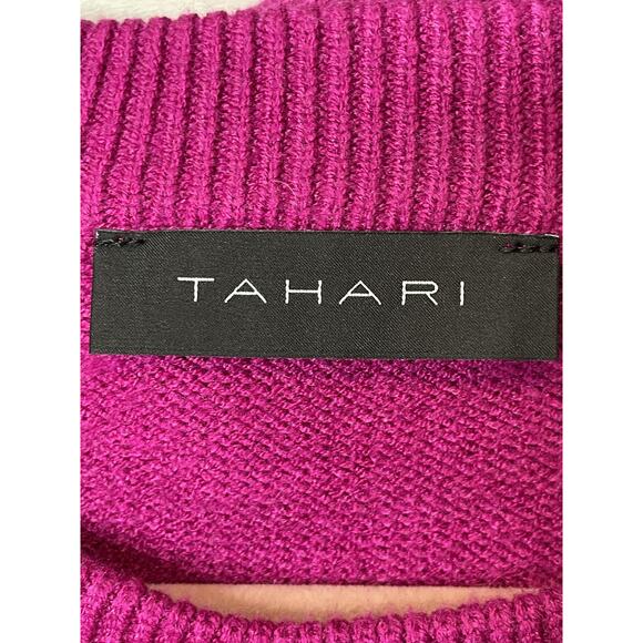 Tahari Sweater Womens XL Magenta Cable Knit Crewneck Pullover Long Sleeve Soft - Picture 6 of 10